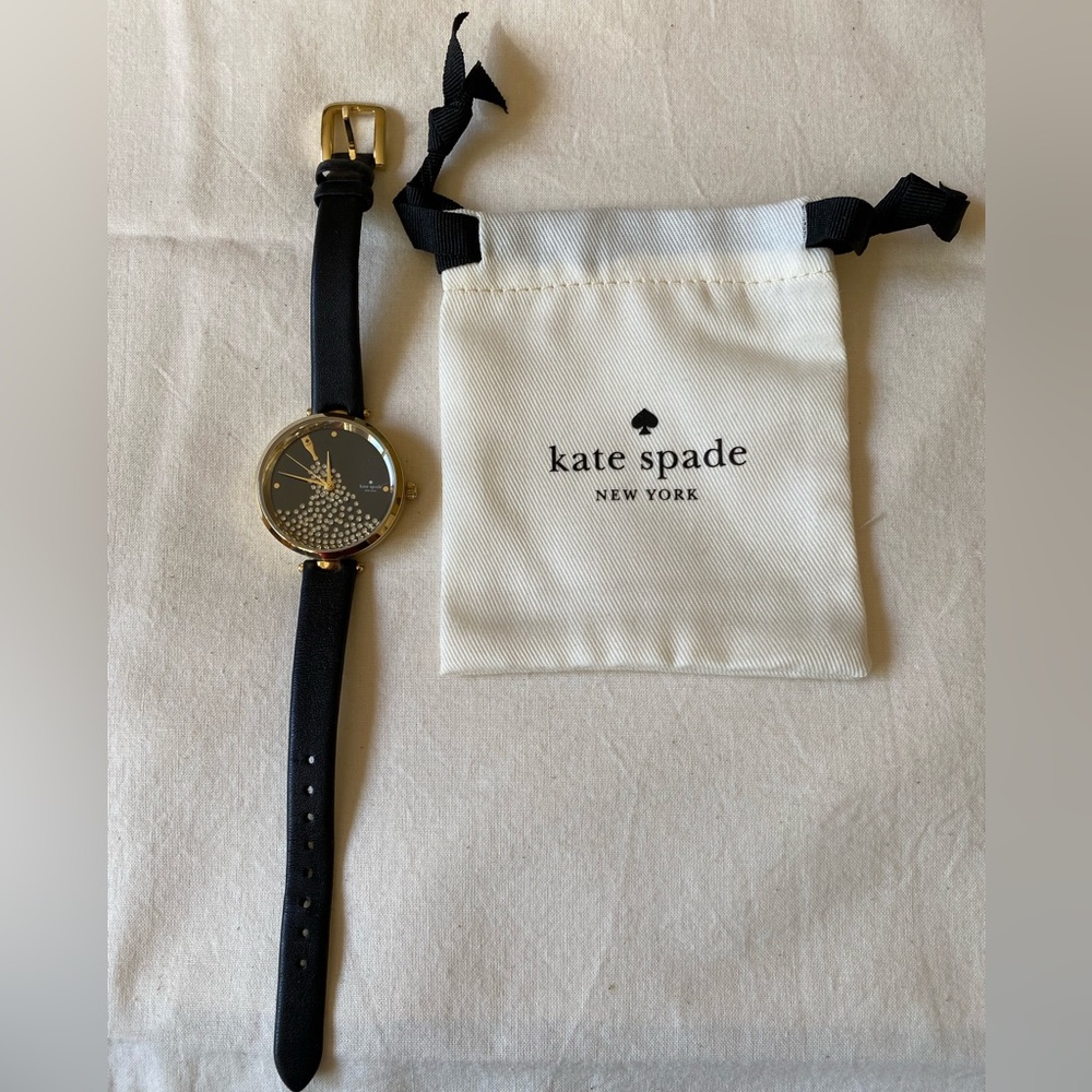 Kate Spade black leather band watch